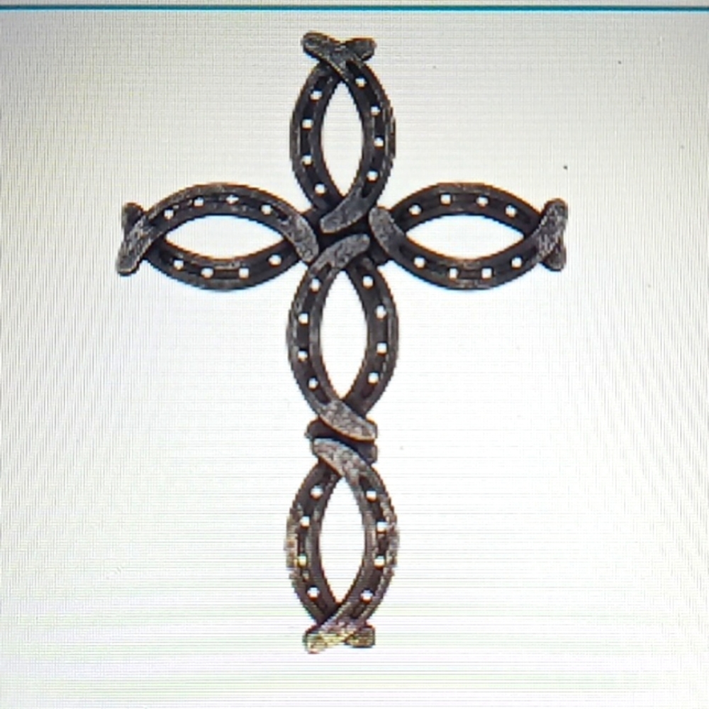 Inspirational Western horseshoe rustic wall cross. NWT!